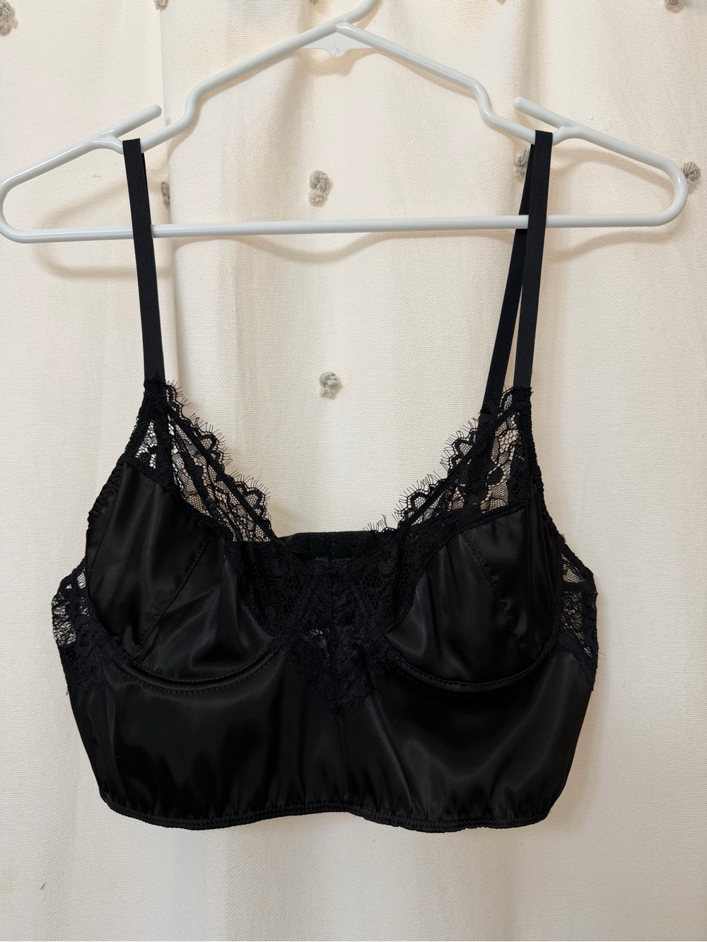 Fashion Nova Black Satin Lace Bralette Crop Top